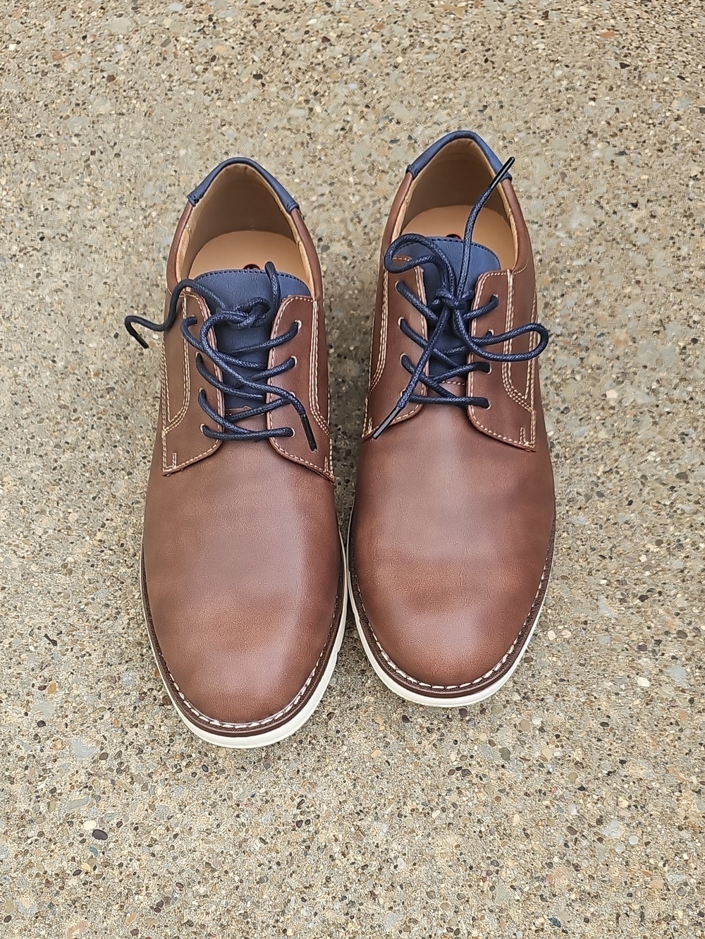 Classic Brown Leather Derby Shoes with Navy Accents